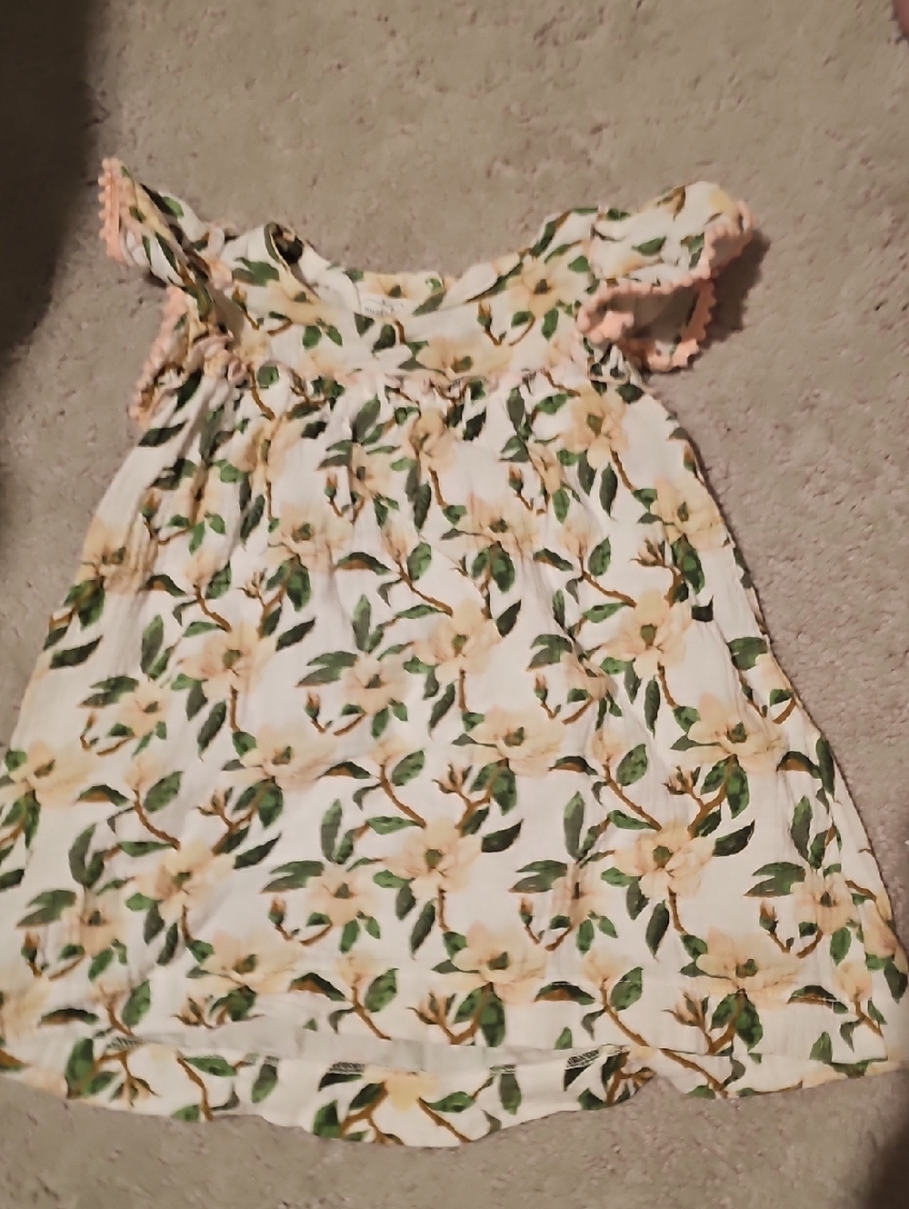 Mud Pie White Tank Dress with Yellow Floral Print
